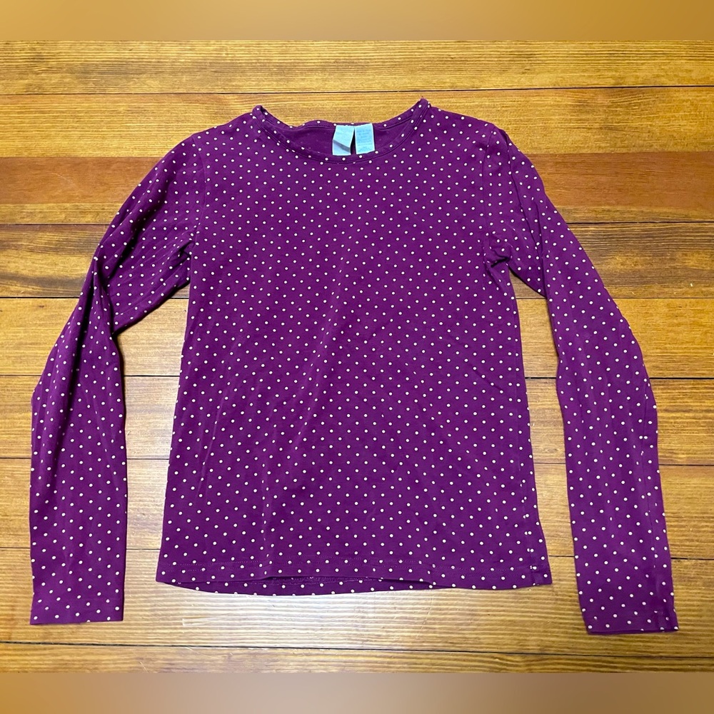 Matilda Jane Paint by Numbers Purple Tee Shirt with Gold Polka Dots Size 12